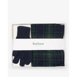 Barbour Tartan Scarf & Glove Gift Set In Green Loch Tartan