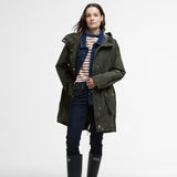 Barbour Una Showerproof Jacket In Olive/Tartan