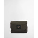Barbour Waxed Hanging Washbag In Olive