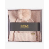 Barbour International Sparkle Beanie & Scarf Gift Set In Pink