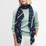 Barbour Sketch Dog Print Scarf In Navy/Cloud