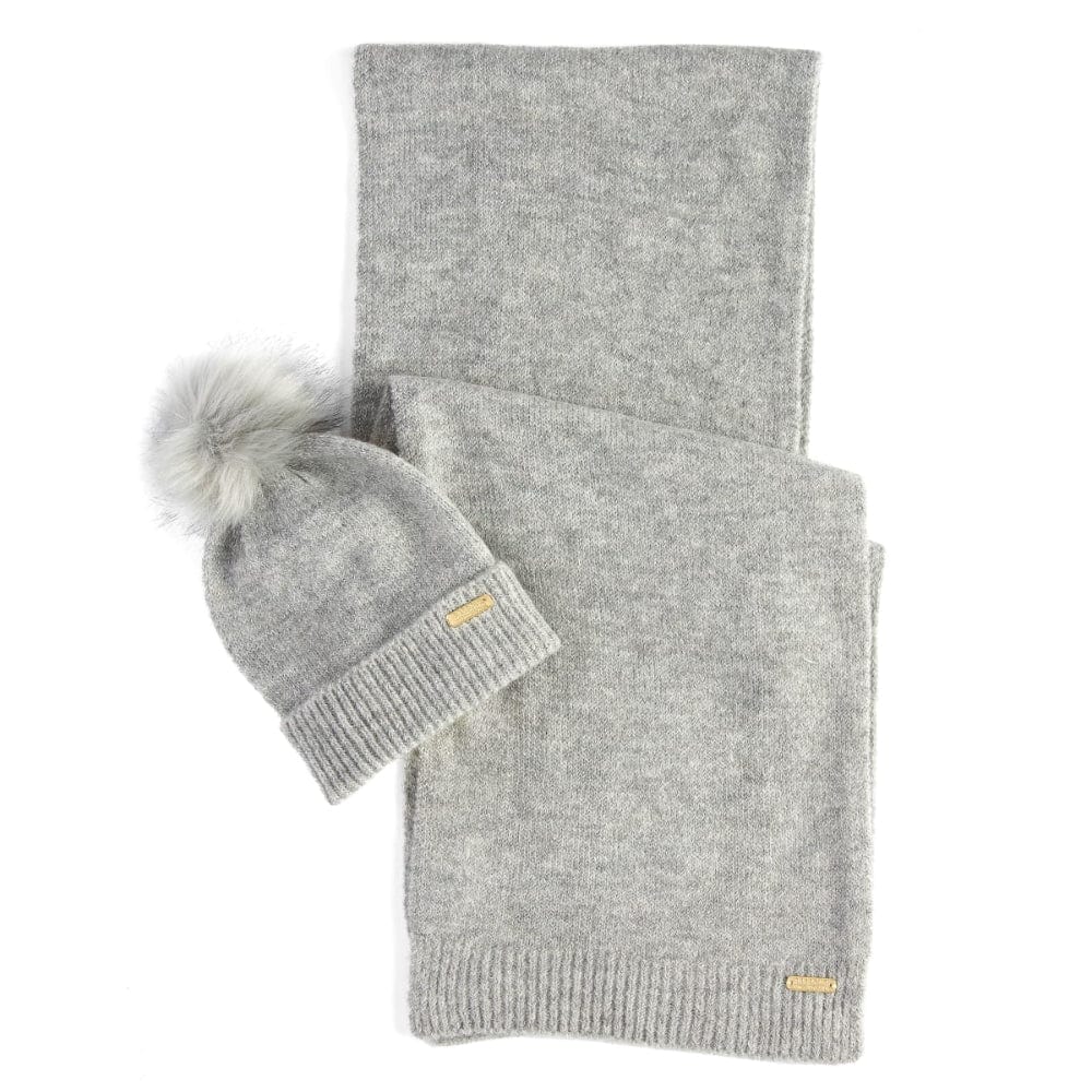 Barbour International Sparkle Beanie And Scarf Gift Set In Grey Marl
