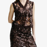 Baum Und Pferdgarten Manire Sequin Tank In Coffee Bean Brown