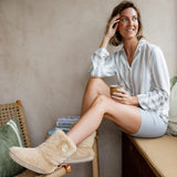 Bedroom Athletics Monroe Faux Fur Slipper Boot In Cream / Moonrock