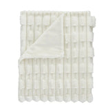 Bianca Carved Faux Fur Blanket Throw In Cream