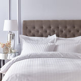 Bianca Fine Linens 200TC Cotton Sateen Stripe White Duvet Cover Set