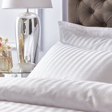 Bianca Fine Linens 200TC Cotton Sateen Stripe White Duvet Cover Set