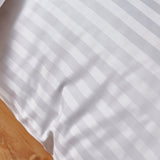 Bianca Fine Linens 200TC Cotton Sateen Stripe White Duvet Cover Set