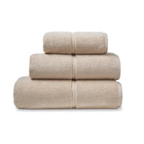 Bianca Natural Zero Twist Satin Stitch Cotton Hand Towel in Natural