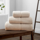 Bianca Natural Zero Twist Satin Stitch Cotton Hand Towel in Natural