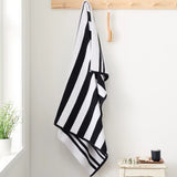 Bianca Reversible Stripe Cotton Jacquard Bath Towel in Black