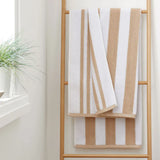 Bianca Reversible Stripe Natural Jacquard Hand Towel in Natural