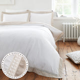 Bianca Fine Linens Oxford Lace 200 Thread Count Cotton Single Duvet Cover Set with Pillowcase White Natural