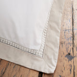 Bianca Fine Linens Oxford Lace 200 Thread Count Cotton Single Duvet Cover Set with Pillowcase White Natural
