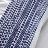 Bianca Fine Linens Remy Embroidery 200 Thread Count Cotton Super King Duvet Cover Set with Pillowcases White Blue