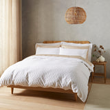 Bianca Fine Linens Waffle 180 Thread Count Cotton Circle Super King Duvet Cover Set with Pillowcases White