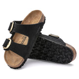 Birkenstock Arizona Big Buckle Nubuck Leather In Black/Gold