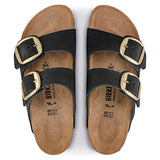 Birkenstock Arizona Big Buckle Nubuck Leather In Black/Gold