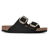 Birkenstock Arizona Big Buckle Nubuck Leather In Black/Gold