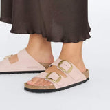 Birkenstock Arizona Big Buckle Nubuck Leather In Soft Pink