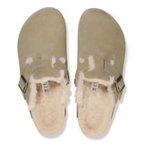 Birkenstock Boston Shearling Suede In Taupe