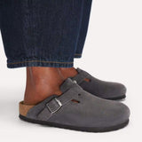 Birkenstock Boston Suede Leather In Charcoal