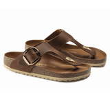 Birkenstock Gizeh Big Buckle Oiled Nubuck Leather in Cognac