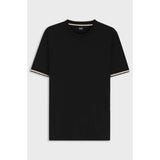 Boss Cotton-Jersey T-shirt With Signature-Stripe Cuffs Black