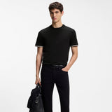 Boss Cotton-Jersey T-shirt With Signature-Stripe Cuffs Black