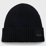 BOSS Beanie Hat In Virgin Wool With Logo Plaque