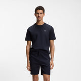 Boss Cotton-Blend Pyjama T-shirt in Dark Blue With Embroidered Logo