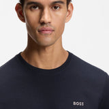 Boss Cotton-Blend Pyjama T-shirt in Dark Blue With Embroidered Logo