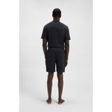 BOSS Cotton-Blend Waffle Pyjama Shorts With Embroidered Logo In Dark Blue