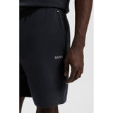 BOSS Cotton-Blend Waffle Pyjama Shorts With Embroidered Logo In Dark Blue