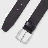 BOSS Italian-Leather Belt With Logo-Engraved Buckle In Black