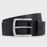 BOSS Italian-Leather Belt With Logo-Engraved Buckle In Black