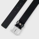 BOSS Italian-Leather Belt With Signature-Stripe Keeper In Black