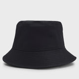 Boss Logo Black Bucket Hat In Cotton Twill
