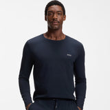 Boss Long-Sleeved Top Dark Blue In Stretch Cotton With Embroidered Logo