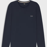 Boss Long-Sleeved Top Dark Blue In Stretch Cotton With Embroidered Logo