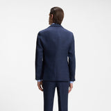 BOSS Slim-fit Blazer Micro-pattern Linen Blend in Open Blue