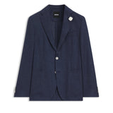 BOSS Slim-fit Blazer Micro-pattern Linen Blend in Open Blue
