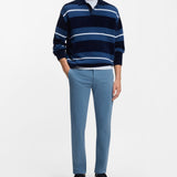 Boss Slim-Fit Chinos In Stretch-Cotton Satin Light Blue