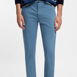 Boss Slim-Fit Chinos In Stretch-Cotton Satin Light Blue