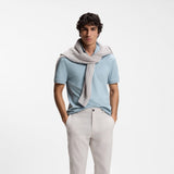 Boss Stretch-Cotton Slim-Fit Blue Polo Shirt With Logo Patch