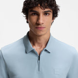 Boss Stretch-Cotton Slim-Fit Blue Polo Shirt With Logo Patch