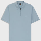 Boss Stretch-Cotton Slim-Fit Blue Polo Shirt With Logo Patch