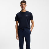 Boss Stretch-Cotton T-Shirt With Embroidered Logo Dark Blue