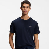 Boss Stretch-Cotton T-Shirt With Embroidered Logo Dark Blue
