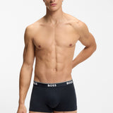 Boss Stretch-Cotton Trunks With Repeat Logos Dark Blue